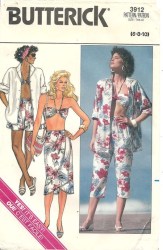 3912 BUTTERICK SHIRT, SKIRT, PANTS, SHORTS, BRA PATTERN 6-10 UNCUT